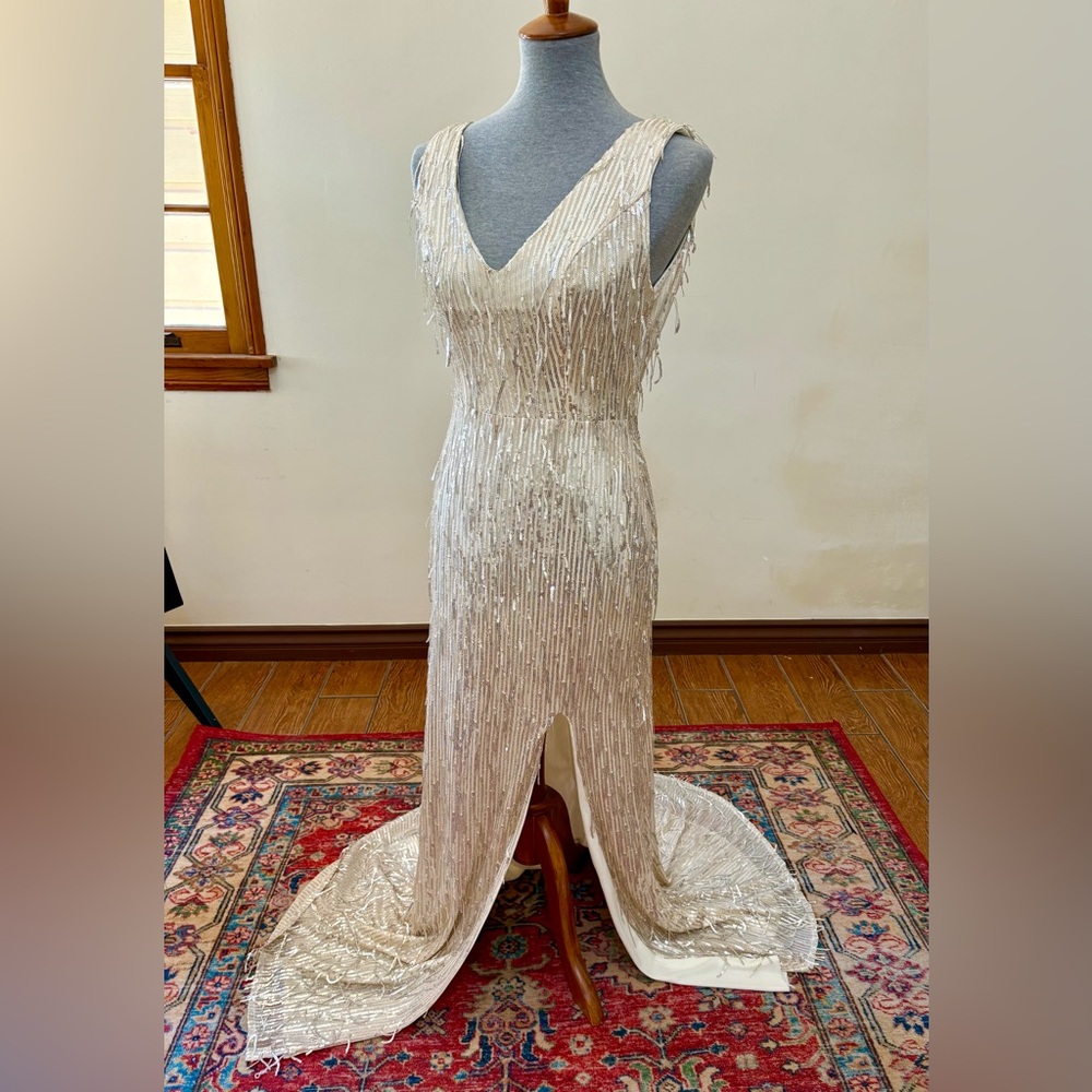 Elegant Cream Beaded Gown